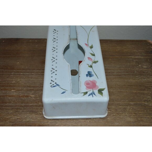 Vintage Detecto Hand Painted Floral Metal Tissue Box Dispenser READ - Picture 3 of 13